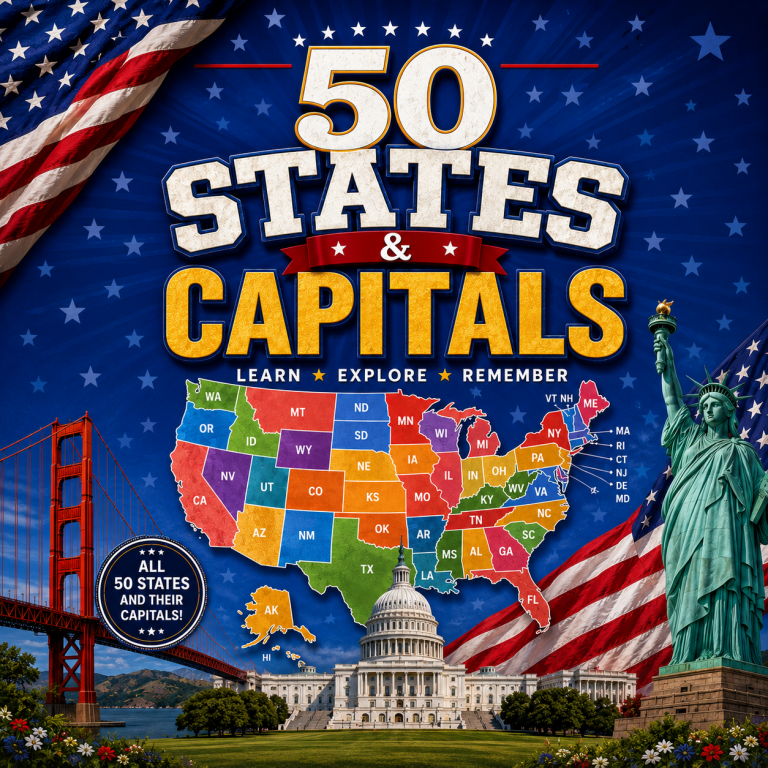 50 States & Capitals sample page 1